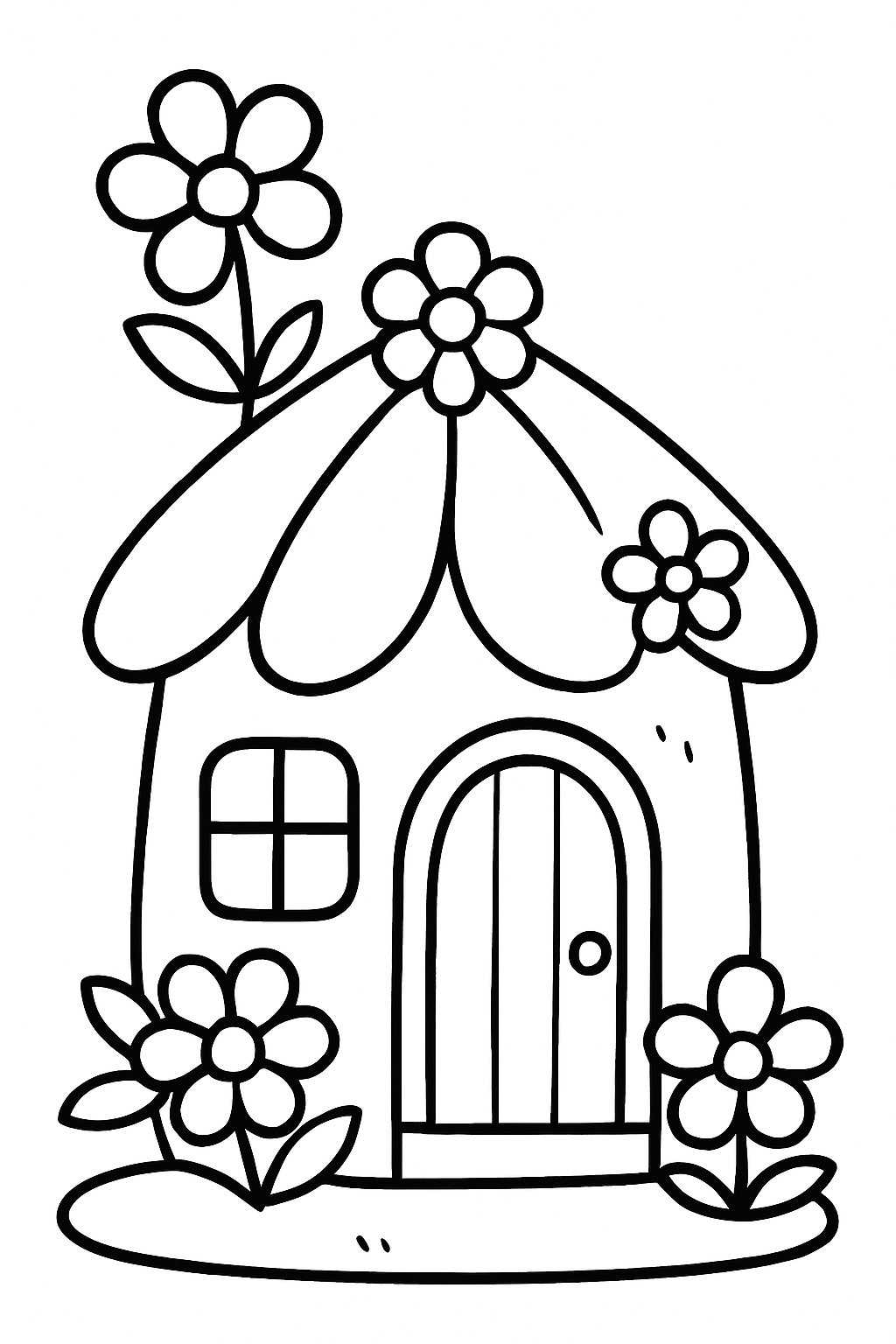 A cozy flower house with flowers integrated into its design.